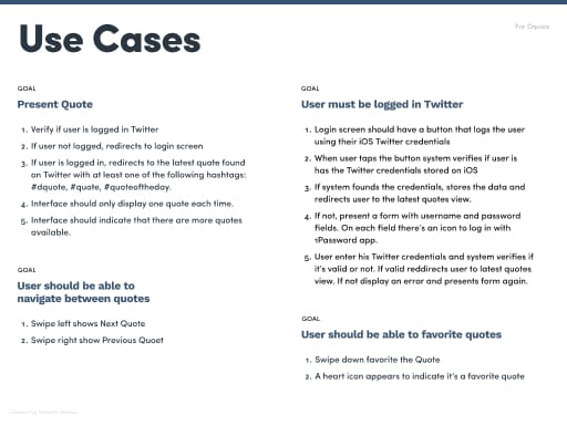 Dquote App - UX Use Cases
