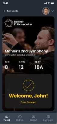 Mobile Ticket Welcome Screen